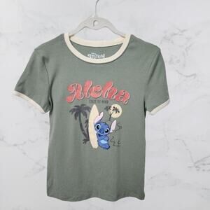 Disney Stitch Aloha State of Mind Cropped Green T-Shirt XS